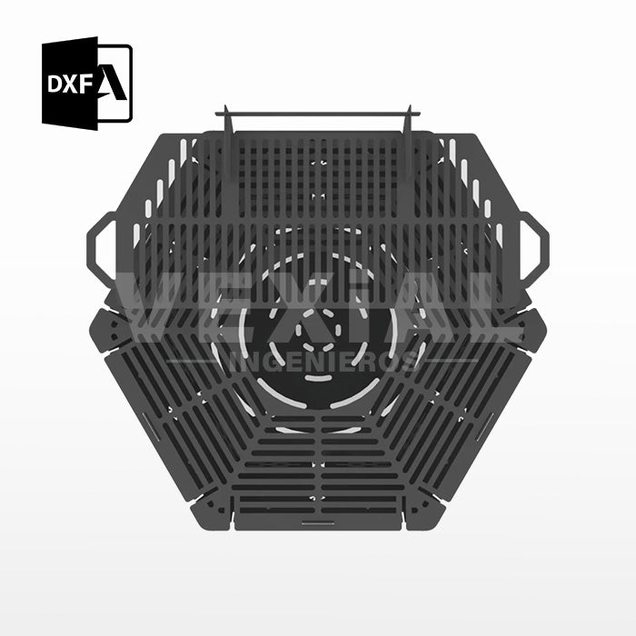 ARCHIVOS DXF PARA PARRILLA BAJA EXAGONAL PLEGABLE (469 x 469 x 453(h)+277(h)) - MALETIN