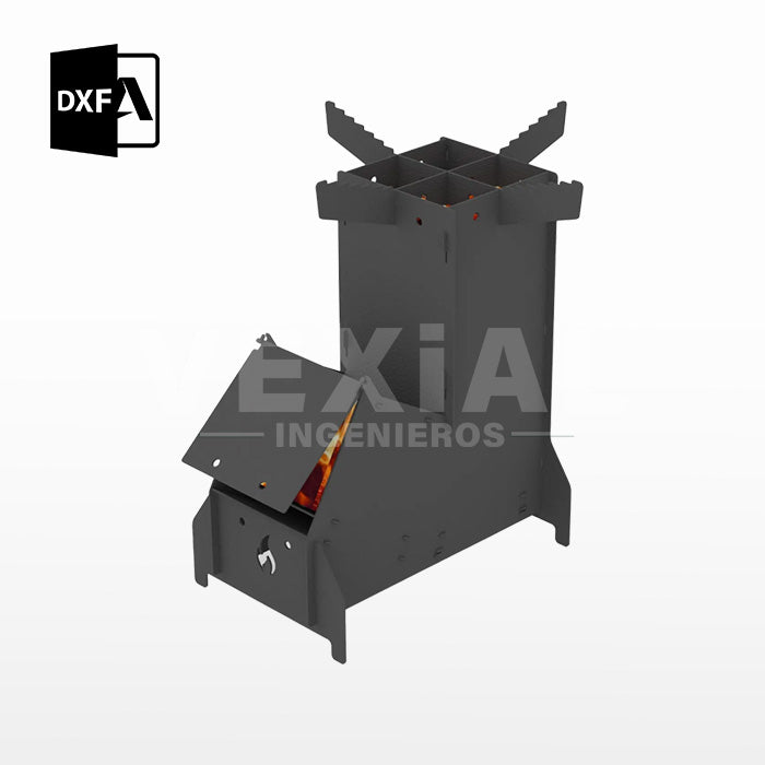 ARCHIVOS DXF PARA FOGON BASE COHETE ((465 x 459 x 465(h)) - MALETIN