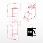 ARCHIVOS DXF PARA PARRILLA BASE COHETE ((465 x 459 x 465(h)) - MALETIN
