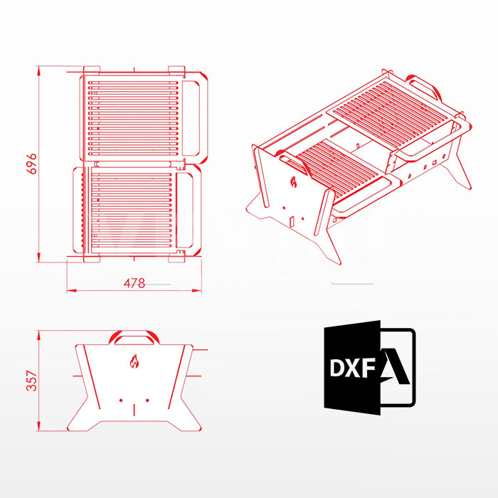 ARCHIVOS DXF PARA PARRILLA PEGLABLE (696 x 478 x 357(h)mm) - MALETIN