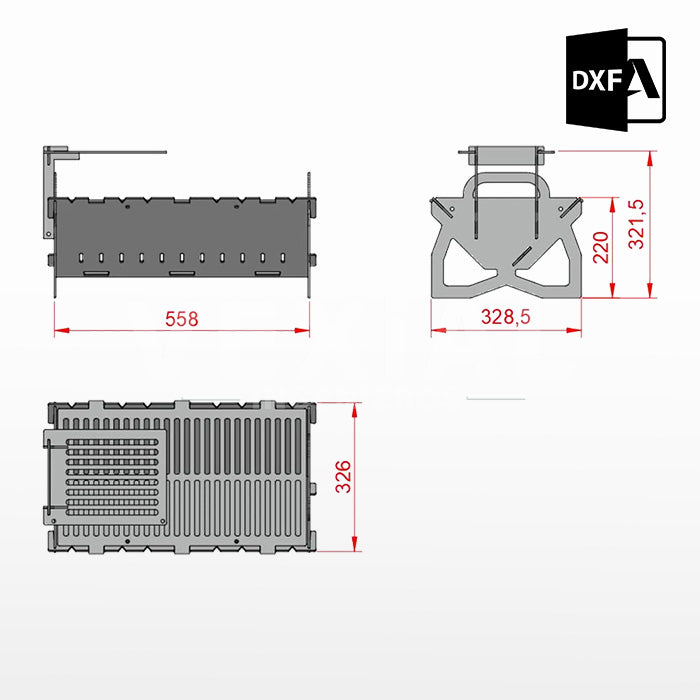 ARCHIVOS DXF PARA PARRILLA PLEGABLE (558x328x320(h)mm) - MALETIN