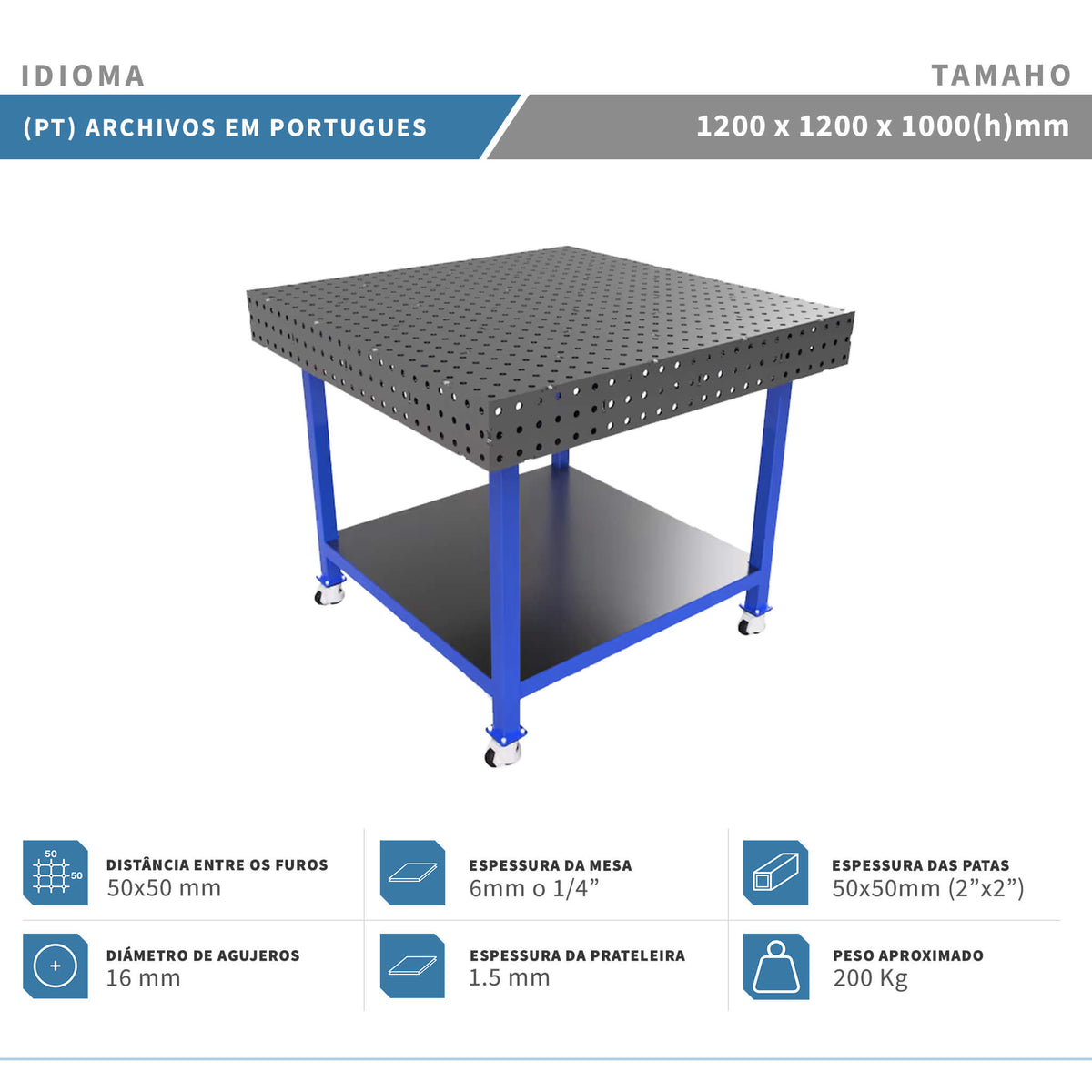 Planos para Mesas Modulares de Soldadura - Acero de 6mm o 1/4"
