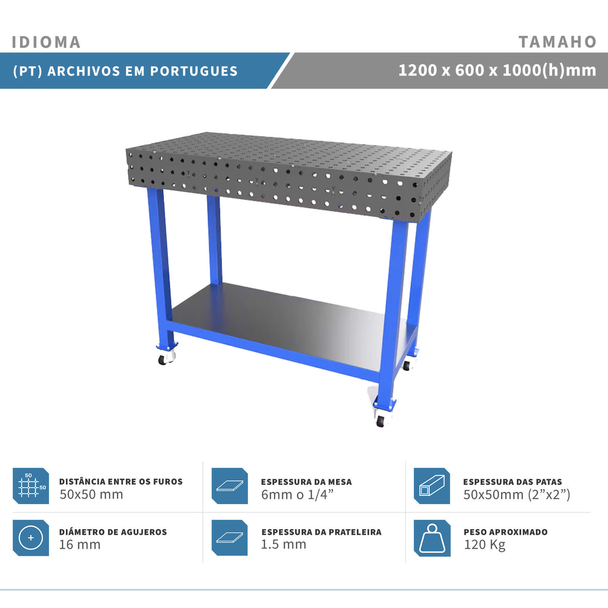 Planos para Mesas Modulares de Soldadura - Acero de 6mm o 1/4"