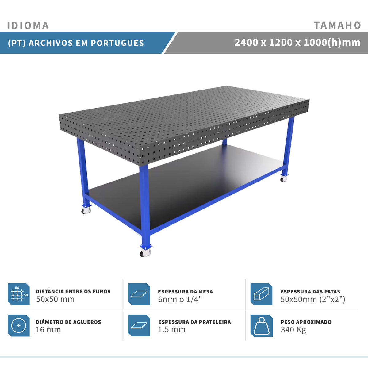 Planos para Mesas Modulares de Soldadura - Acero de 6mm o 1/4"