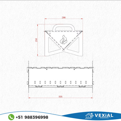 ARCHIVOS DXF PARA PARRILLA PORTATIL (505x299x250(h)mm) - MALETIN