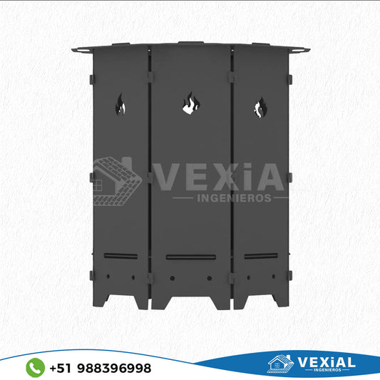 ARCHIVOS DXF PARA PARRILLA EXAGONAL PLEGABLE (469x469x508(h)mm) - MALETIN