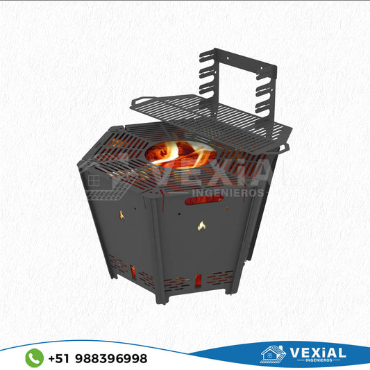 ARCHIVOS DXF PARA PARRILLA BAJA EXAGONAL PLEGABLE (469 x 469 x 453(h)+277(h)) - MALETIN