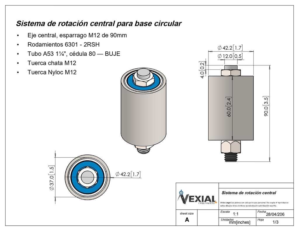BASE GIRATORIA PARA TRONZADORA 14" - 4mm
