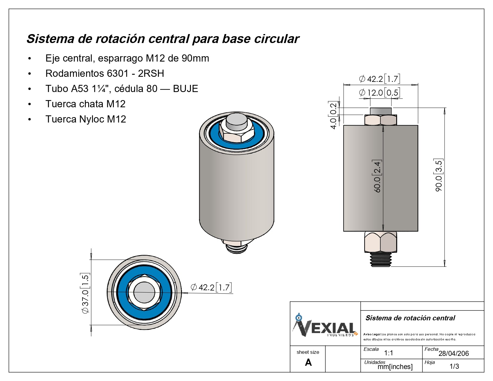 BASE GIRATORIA PARA TRONZADORA 14" - 4mm