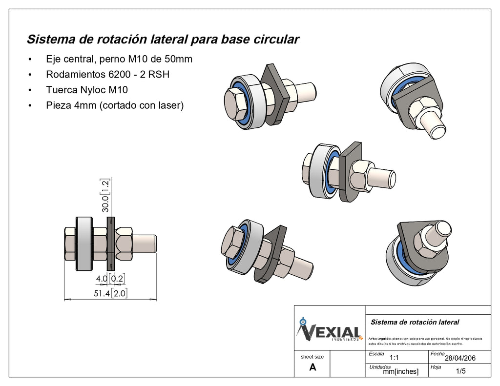 BASE GIRATORIA PARA TRONZADORA 14" - 4mm