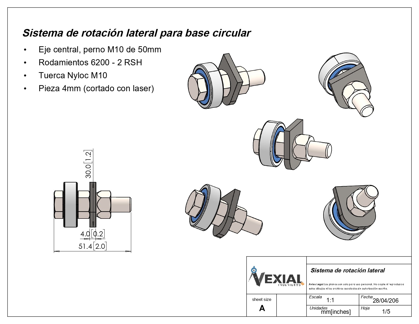 BASE GIRATORIA PARA TRONZADORA 14" - 4mm