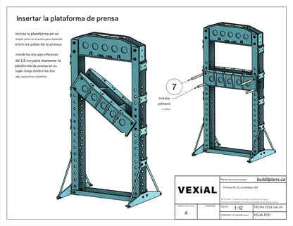 PLANOS PARA PRENSA PLEGADORA DE 30 TONELADAS (PDF + DXF) PARA TRABAJO PESADO