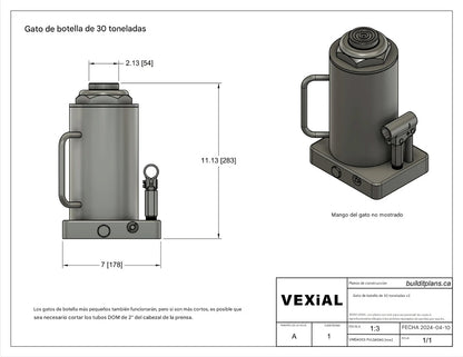 PLANOS PARA PRENSA PLEGADORA DE 30 TONELADAS (PDF + DXF) PARA TRABAJO PESADO