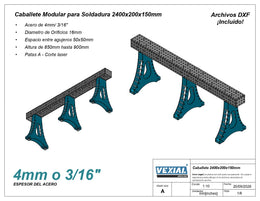 Planos para Caballete Modular de soldadura - Acero de 4mm o 3/16"