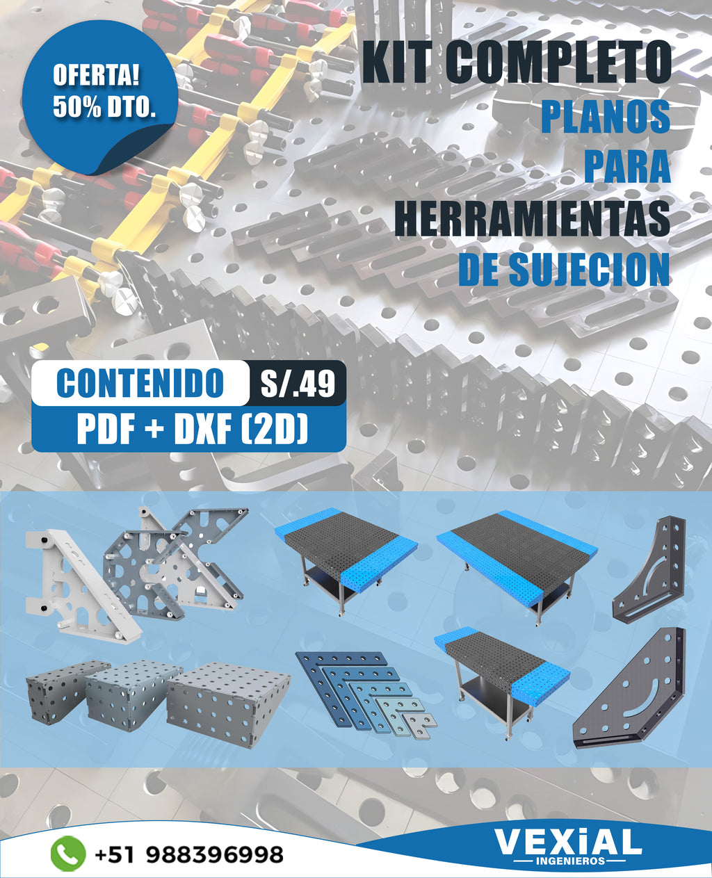 KIT COMPLETO - PLANOS PARA HERRAMIENTAS DE SUJECION (plancha 6mm)