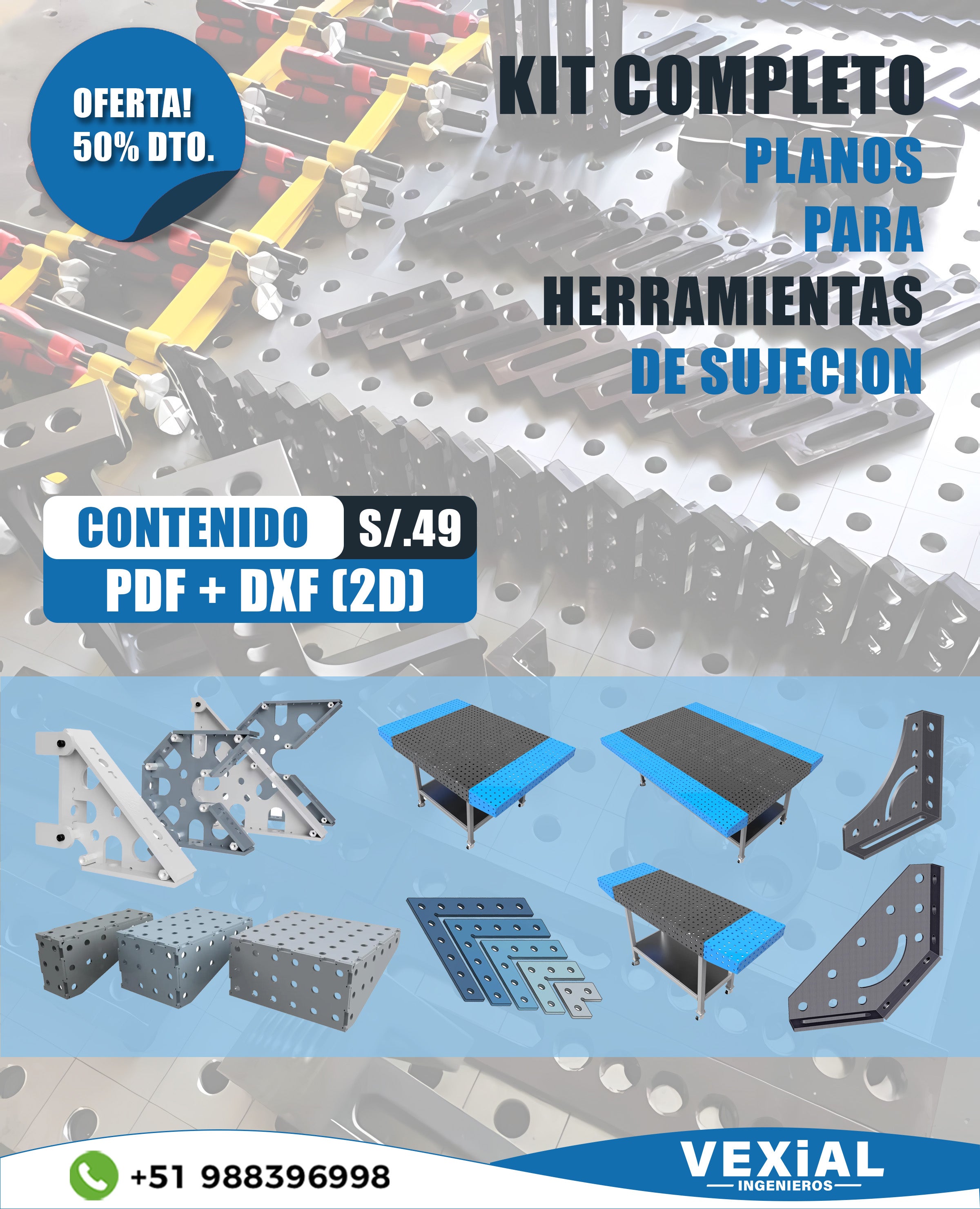 KIT COMPLETO - PLANOS PARA HERRAMIENTAS DE SUJECION (plancha 6mm)