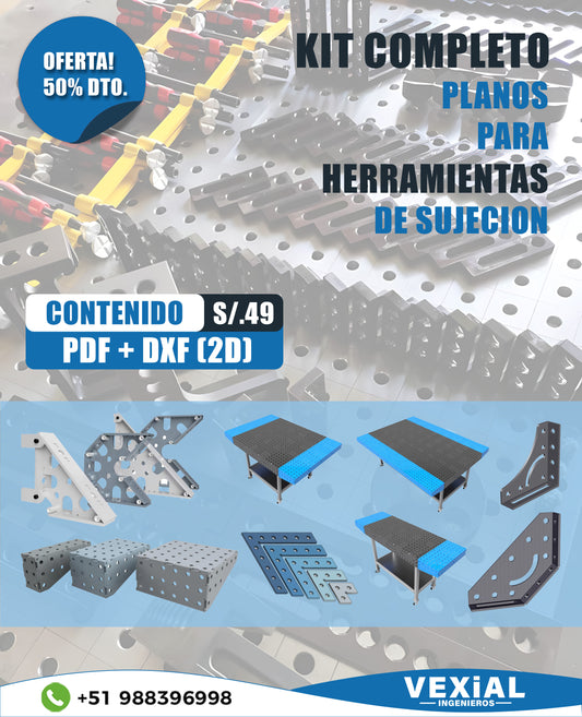 KIT COMPLETO - PLANOS PARA HERRAMIENTAS DE SUJECION (plancha 6mm)